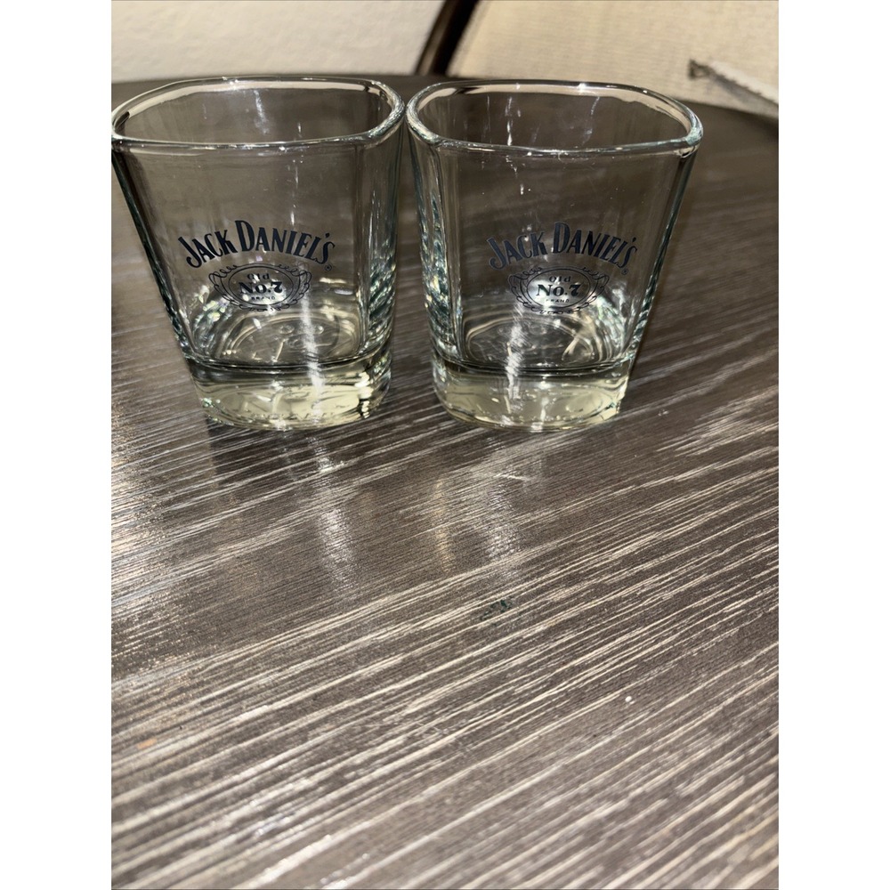 Vintage Jack Daniel's' Old No. 7 Whiskey Low Ball Glasses w/ Embossed Bottom Set